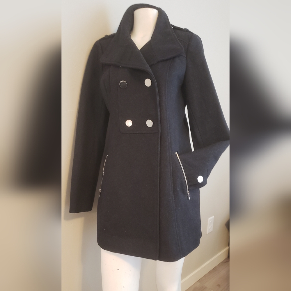 GUESS LOS ANGELES Dark Gray  Wool Peacoat w/lining Size Small